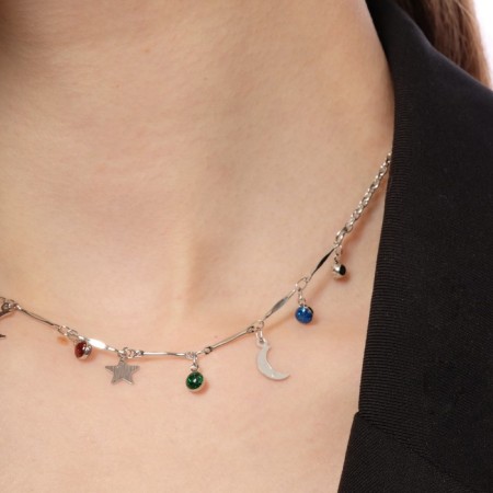 Choker "crescent" phases of the moon, colored in silver, 35 cm-6