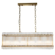 Suspended indigo, 12024/6PL BRASS. 6x40W, E14, 800x220x275/1475 mm, transparent color