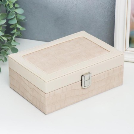 Casket to the leatherette for jewelry "Milk python" Combined 7.5x14x20 cm