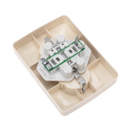 Double socket Kranz ceramics, with grounding, hidden installation, 16a, beige KR-78-0250-2