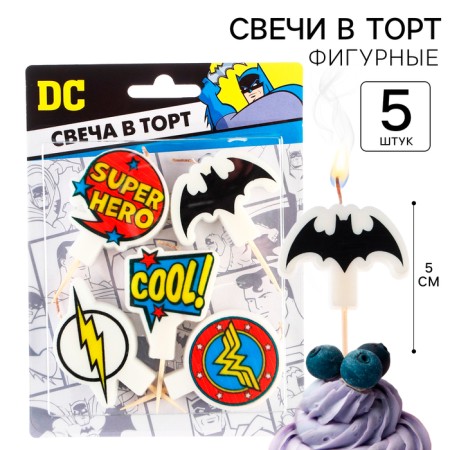 Candle for the cake "Happy Birthday!", 5 pieces, superheroes-5