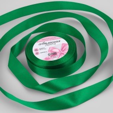 Satin ribbon, 20 mm × 23 ± 1 m, color saturated green No. С1123
