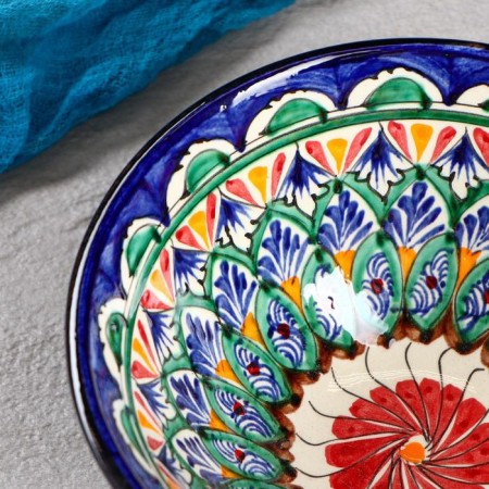 Rishtan ceramics "Patterns", 18 cm, big, mix-4