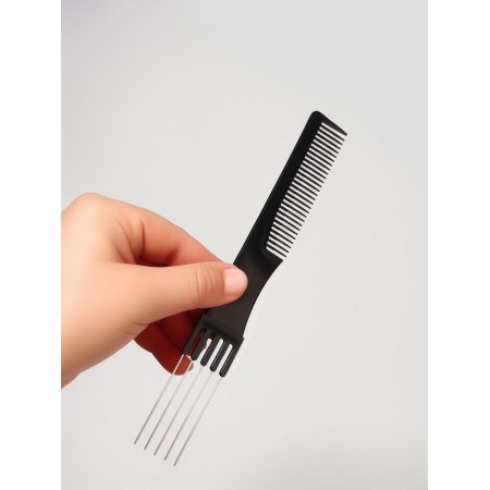 Comb with ponytails Metal 20*2.7 cm plastic black bag QF-4