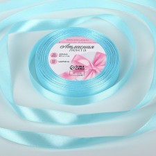 Satin tape, 12 mm × 23 ± 1 m, blue color No. 211