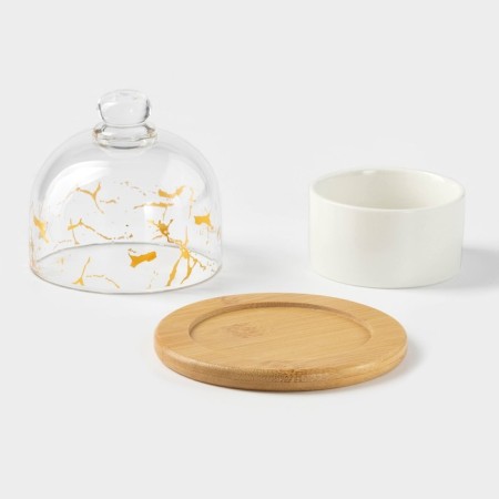 Ceramic “Marbl”, 150 ml, d = 8 cm, with a stand and a lid-2