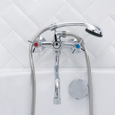Bath mixer "RMS" SL118-140, two-wound, shower set, zinc, chrome-3