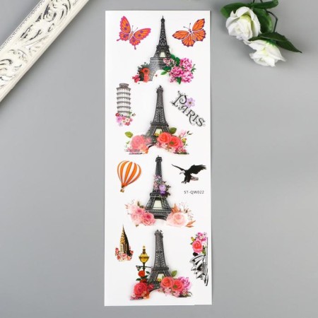 Plastic sticker "Eiffel Tower" Silver lines mix 42.5x12.5 cm