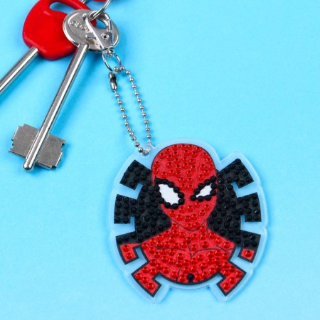 Diamond mosaic on the key fob, 6.5x6.3 cm, Spider-Man-2