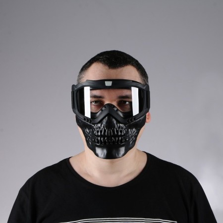 Mask glasses for motor vehicles, collapsible, transparent visor, black color-7