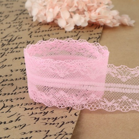 Capricon lace, 40 mm × 10 ± 1 m, pink color-2