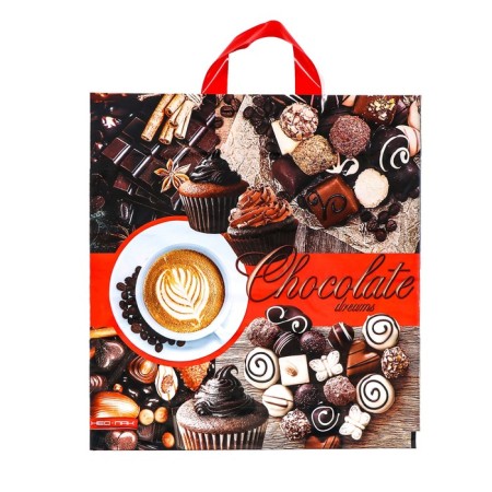 Package "Coffee and Chocolate", polyethylene with a loop pen, 38x40 cm, 40 μm