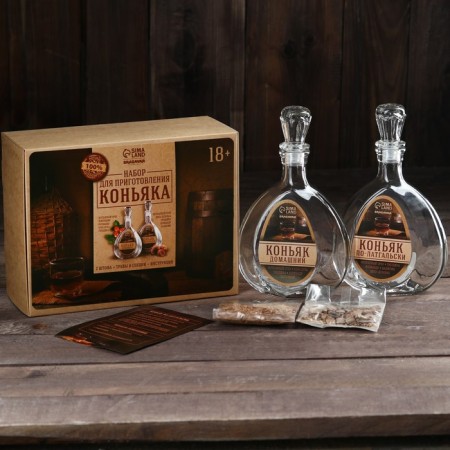 Set for cooking cognac: a set of herbs and spices 2 pcs. x 20 g, 2 rods of 500 ml., Instruction
