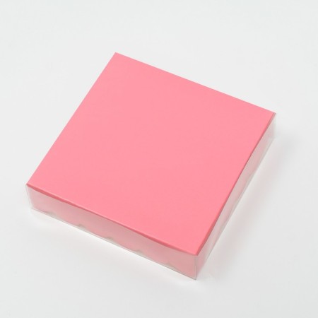 Box for cookies with PVC lid, pink, 12 x 12 x 3 cm-3