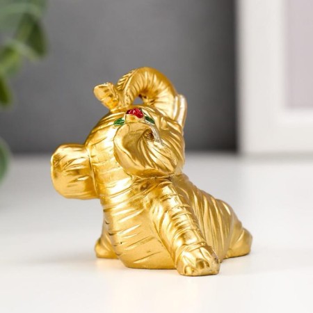 Souvenir Polystone "Golden Elephant with Flower" set 8 pcs 5.5x4x4 cm-2