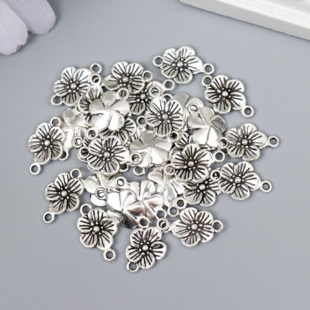 Connector for creativity Metal 2 Ears "forget -me -not" silver G081B807 1.7x1.1 cm-2