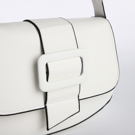 Female bag on the shoulder, white color 25*16*6 cm-3