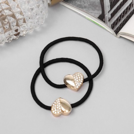 Hair elastic band "Liora" (set 2 pcs) heart-1