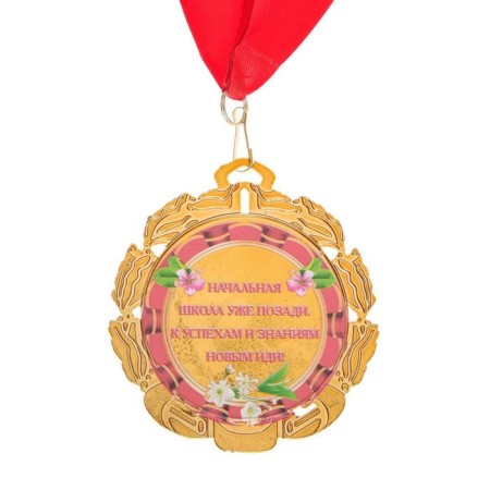 Medal with the tape "Primary school graduate", d = 70 mm-1