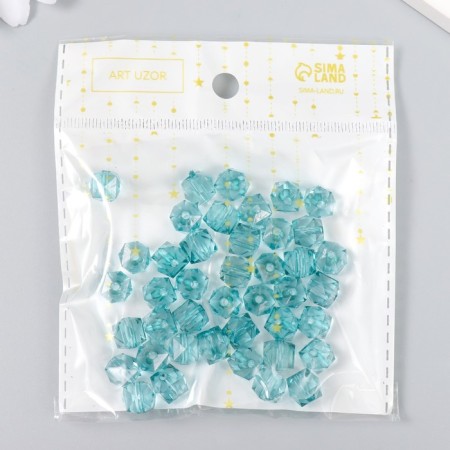 Plastic beads "Crystal polyhedron. Azure-gray" Transparent set of 20 g 1x1x1 cm-2
