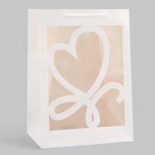Gift package with a curly window, 25 x 18 x 35 cm, white