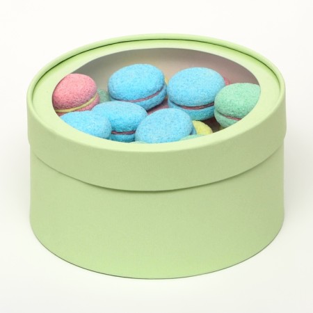 Set 2 in 1 round boxes with a window, honey melon, 21 x 11 - 18 x 10 cm-1