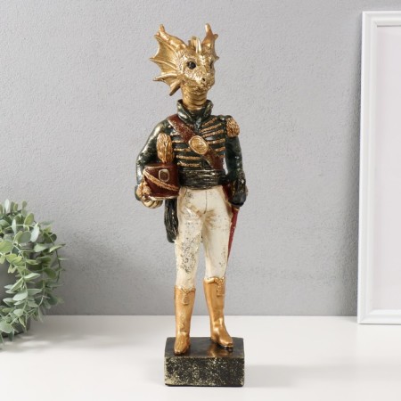 Souvenir Polystone "Golden Dragon General" 9x14x42.5 cm-1