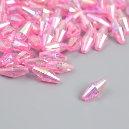 Beads for creativity Plastic "Rhombus Crystal Holography Pink" set 20 grams 0.6x0.6x1.2 cm 989630