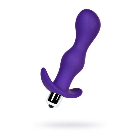 Anal plug Toyfa A-Toys with vibration, moisture resistant, silicone, purple color, 14 cm, d = 3.4