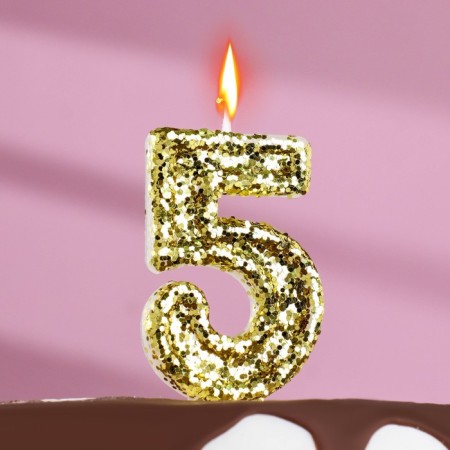 Candle in the cake "Squeezes", number "5", gold, 6.5x4
