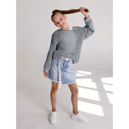 Свитер для девочки Amarobaby Knit Trend, рост 128 см, цвет серый-8