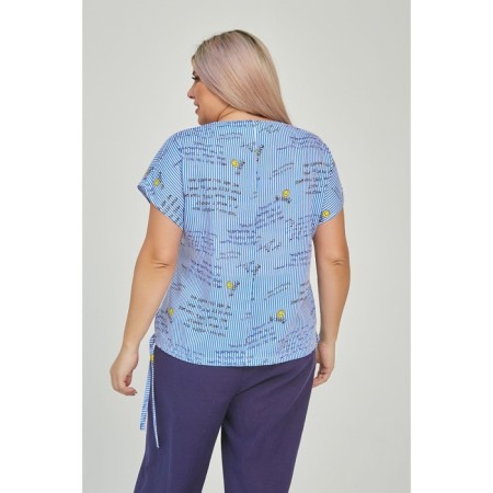 Female blouse, size 52, blue-white color-3