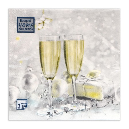 New Year's napkins Paper Home Collection "Champagne spray", 3 layers, 33x33 cm, 20 pcs-1