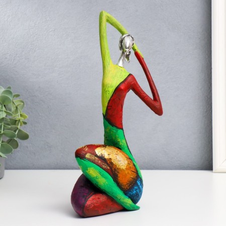 Souvenir Polystone "Girl - Pose, Bright Patterns" 27x13 cm-3