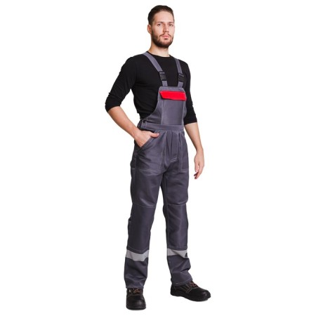 Costume No. 802, p/overalls+jacket, cotton/polyester, p. 48-50/182-188, gray/red color-1