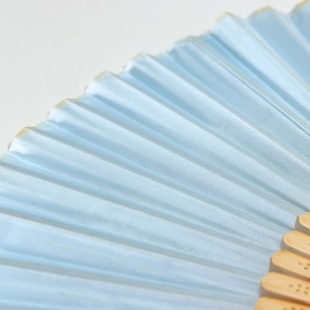 Fan bamboo, textiles h = 21 cm "monocet" in a box, gently blue-3