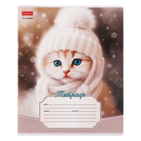 Notebook 12 sheets in the “Cozy cats” line, covered paper cover, block 65 g/m2, mix-4