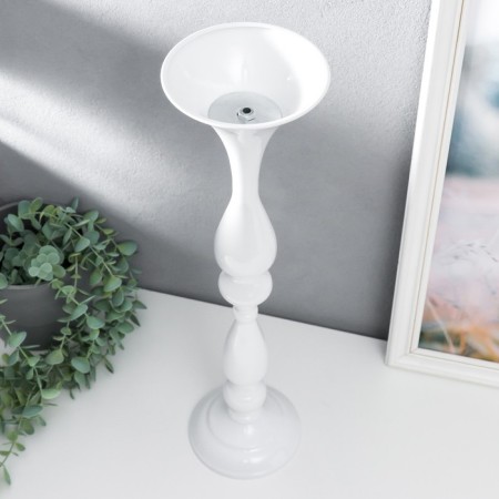 Svessel Metal for 1 candle "elegant" snow -white 49x13x13 cm-2