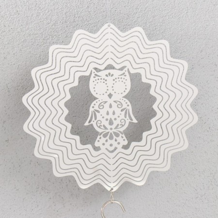 Chickenpile bell Metal 3D "openwork owl" with bead 13.5x13.5x31 cm-1
