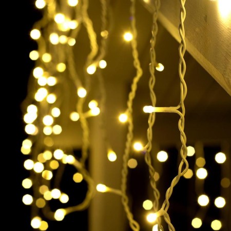Garland "fringe" 3 × 0.6 m, IP44, UMS, white thread, 160 SMD-LED, glow warm white, 220 V-2
