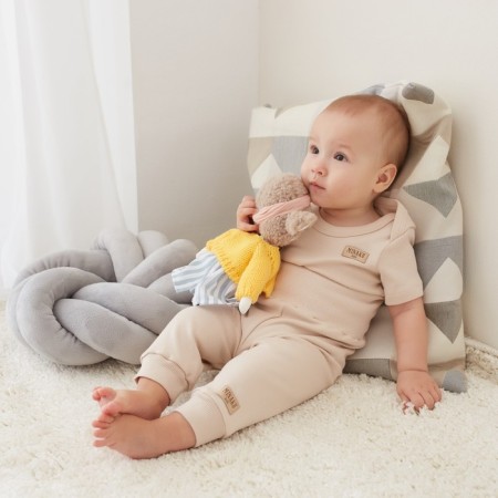 Children's pants minku, beige color, height 68-74 cm-1