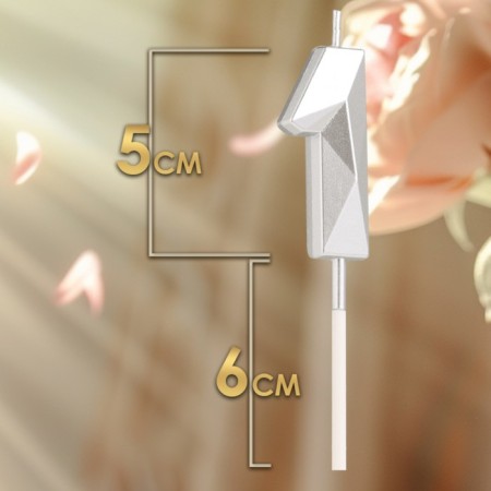 Candle in the cake on the skewer "Almaz", the number "1", silver, 4.8x2.6 cm-1