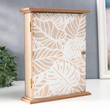 Keywood tree 6 hooks "White Palm leaves" 25.5x20.5x6.5 cm mix-7
