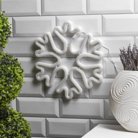 Neon sign "Snowflake" 30 cm, AAX3 batteries (not in the kit), USB, glow white glow-1
