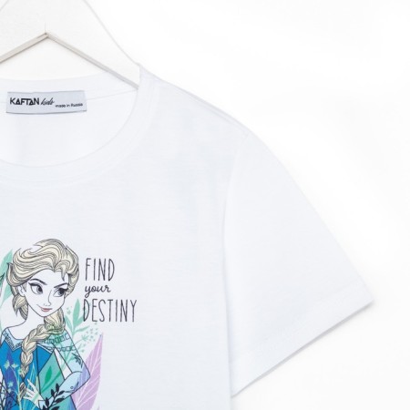 Children's T-shirt "Elsa", cold heart, height 98-104, white-6