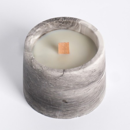 Candle in concrete on the stand "Loft", soy wax, wooden wick, black and white-3