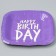 Disposable plate square paper "Happy Birthday", purple, 16.5x16.5 cm