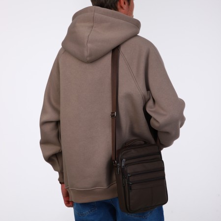 Male bag on lightning, long belt, brown color-5