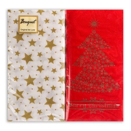 Paper napkins "Bouquet" Golden spruce MIX with red, 2 layers, 20 sheets-1