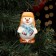 Fir -tree porcelain toy "Snowman in a hat", 7 cm